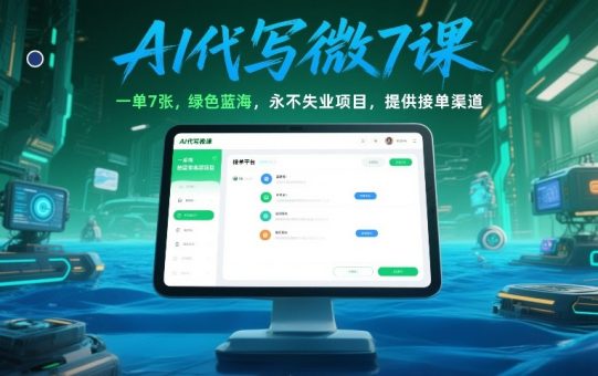 AI代写微课,一单7张,绿色蓝海,永不失业项目,提供接单渠道!-韬哥副业项目资源网