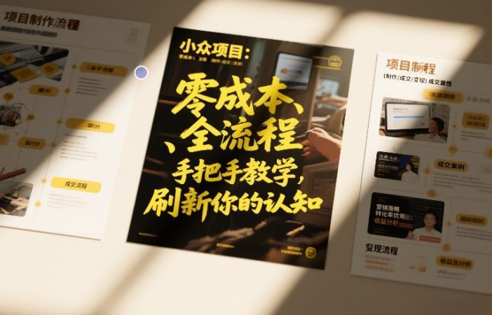 小众项目：零成本、全流程（制作-成交-变现）手把手教学，刷新你的认知-韬哥副业项目资源网