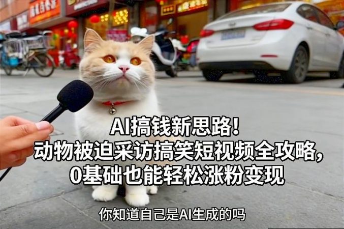 AI搞钱新思路！动物被迫采访搞笑短视频全攻略，0基础也能轻松涨粉变现-韬哥副业项目资源网