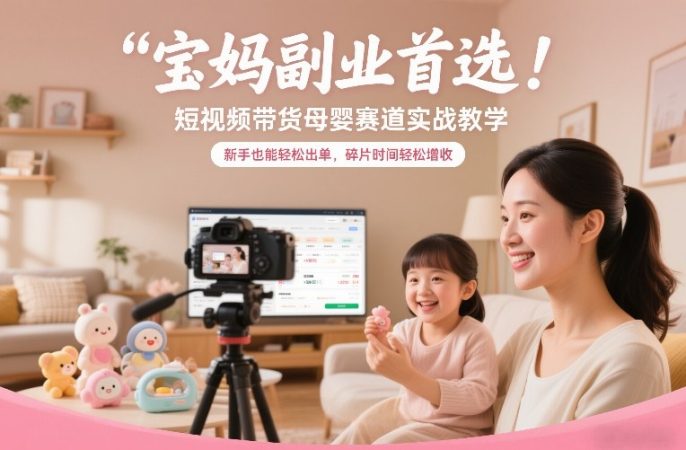 宝妈副业首选!短视频带货母婴赛道实战教学,新手也能轻松出单,碎片时间轻松增收-韬哥副业项目资源网