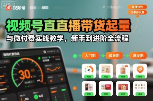 视频号直播带货起量与微付费实战教学,新手到进阶全流程(更新)-韬哥副业项目资源网