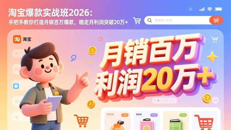 (17209期)淘宝爆款实战班2026:手把手教你打造月销百万爆款,稳定月利润突破20万+-韬哥副业项目资源网