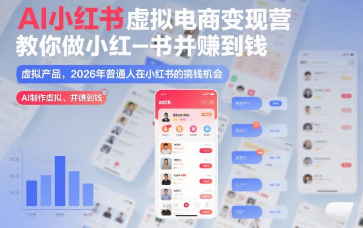 AI小红书虚拟电商变现营,教你做小红书并賺到钱,虚拟产品,2026年普通人在小红书的搞钱机会(更新中)-韬哥副业项目资源网