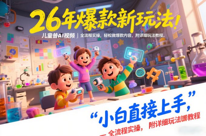 26年爆款新玩法，儿童科普AI视频，全流程实操，轻松做爆款内容，小白直接上手，附详细玩法教程-韬哥副业项目资源网