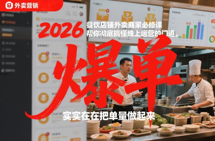 2026餐饮店铺外卖商家必修课，帮你彻底搞懂线上运营的门道，实实在在把单量做起来-韬哥副业项目资源网