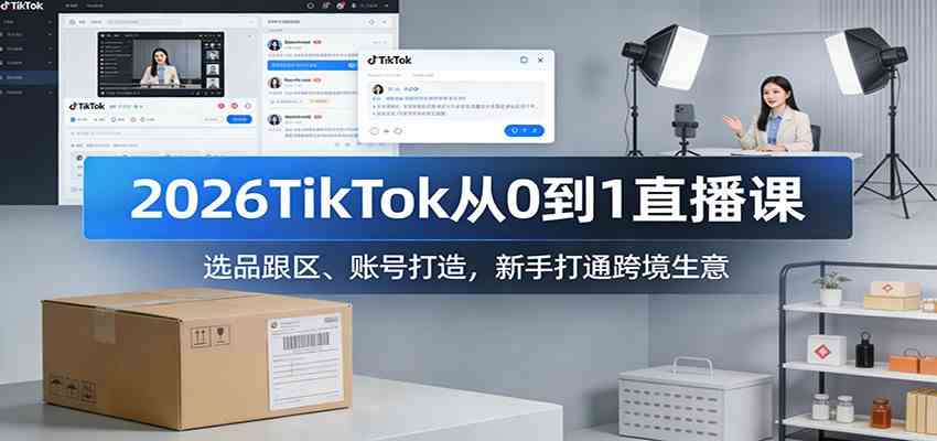 2026TikTok从0到1直播课：选品跟区、账号打造，新手打通跨境生意-韬哥副业项目资源网