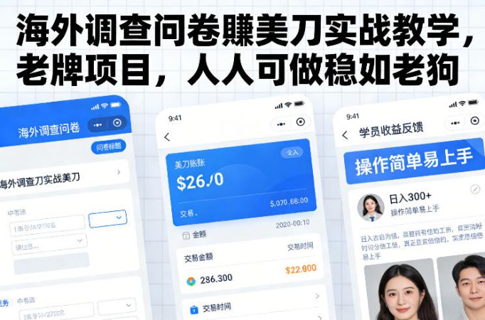 海外调查问卷賺美刀实战教学,老牌项目,人人可做稳如老狗-韬哥副业项目资源网