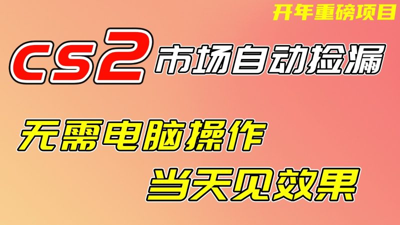 CS2市场挂机项,无需电脑操作,无需进入游戏,当天见效果,支持任何形式验证-韬哥副业项目资源网