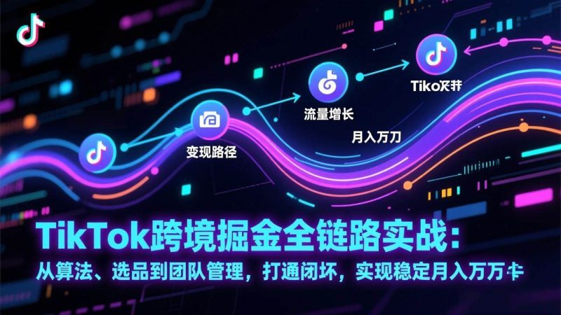 （17216期）TikTok跨境掘金全链路实战：从算法、选品到团队管理，打通闭环，实现稳定月入万刀-韬哥副业项目资源网