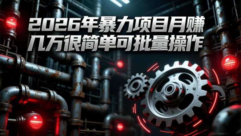 (17218期)2026年暴力项目月赚几万很简单可批量操作,成本低,利润大-韬哥副业项目资源网