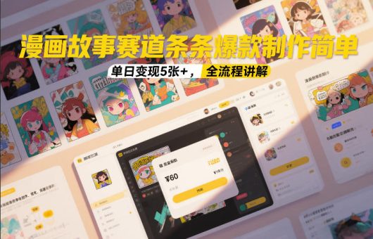 漫画故事赛道条条爆款制作简单，单日变现5张+，全流程讲解-韬哥副业项目资源网