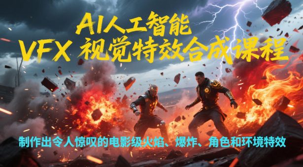 AI人工智能VFX视觉特效合成课程，制作出令人惊叹的电影级火焰、爆炸、角色和环境特效-韬哥副业项目资源网