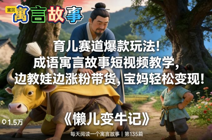 育儿赛道爆款玩法！成语寓言故事短视频教学，边教娃边涨粉带货，宝妈轻松变现！-韬哥副业项目资源网