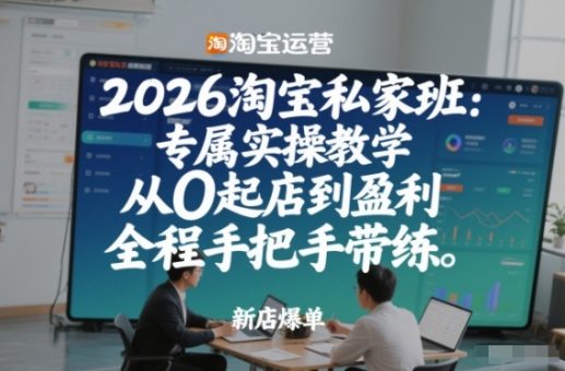2026淘宝私家班：专属实操教学，从0起店到盈利，全程手把手带练-韬哥副业项目资源网