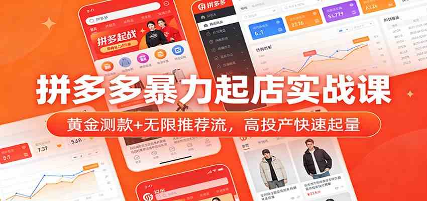拼多多暴力起店实战课：黄金测款+无限推荐流，高投产快速起量-韬哥副业项目资源网