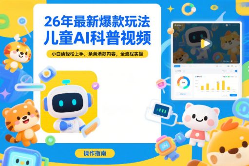 26年最新爆款玩法,儿童AI科普视频,小白请轻松上手,条条爆款内容,全流程实操-韬哥副业项目资源网