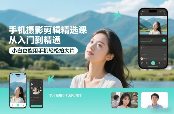 手机摄影剪辑精选课，从入门到精通，小白也能用手机轻松拍大片-韬哥副业项目资源网