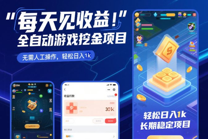每天见收益，全自动游戏挖金项目，无需人工操作，轻松日入1k，长期稳定项目【揭秘】-韬哥副业项目资源网