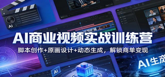 AI商业视频实战训练营：脚本创作+原画设计+动态生成，解锁商单变现-韬哥副业项目资源网
