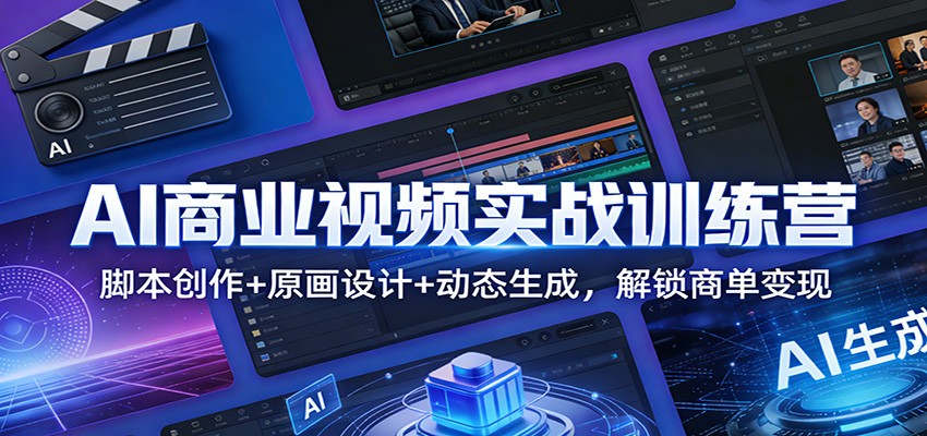 AI商业视频实战训练营：脚本创作+原画设计+动态生成，解锁商单变现-韬哥副业项目资源网