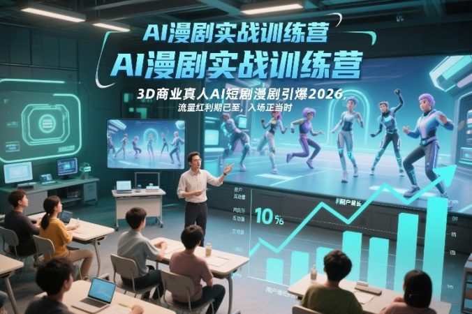 AI漫剧实战训练营,3D商业真人AI短剧漫剧引爆2026,流量红利期已至,入场正当时-韬哥副业项目资源网