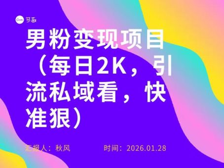 小红书最新男粉引流项目，每日20张引流私域，快准狠-韬哥副业项目资源网
