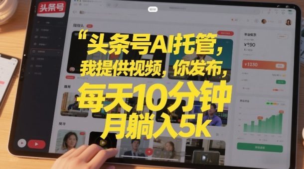 头条号AI托管,我提供视频,你发布,每天10分钟,月躺入5k+【揭秘】-韬哥副业项目资源网