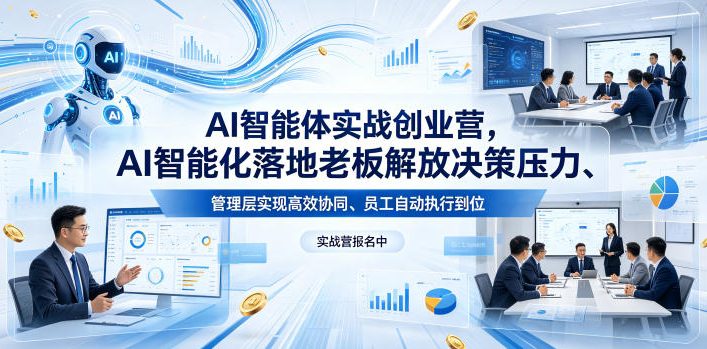 AI智能体实战创业营26年4月23-25号线下课,AI智能化落地老板解放决策压力、管理层实现高效协同、员工自动执行到位-韬哥副业项目资源网
