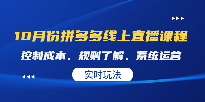 （4140期）某收费10月份拼多多线上直播课： 控制成本、规则了解、系统运营。实时玩法-韬哥副业项目资源网