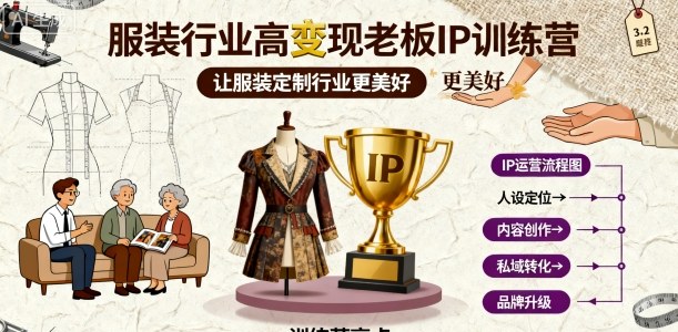 服装行业高变现老板IP训练营，让服装定制行业更美好-韬哥副业项目资源网