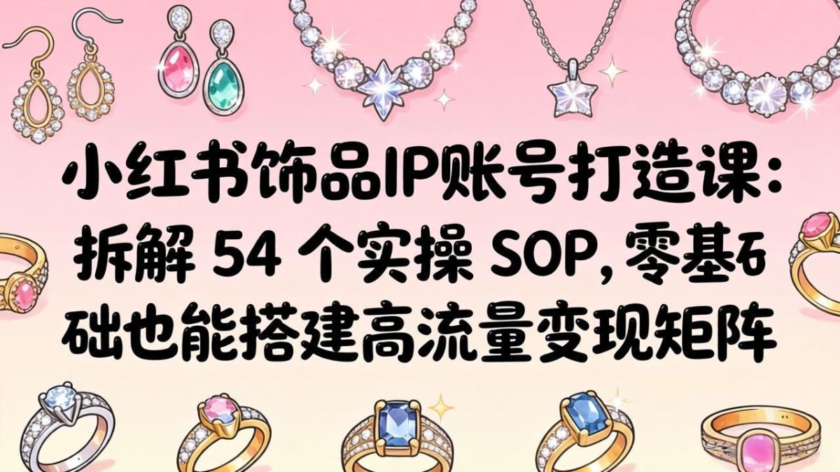 小红书饰品IP账号打造课:拆解 54 个实操 SOP,零基础也能搭建高流量变现矩阵-韬哥副业项目资源网