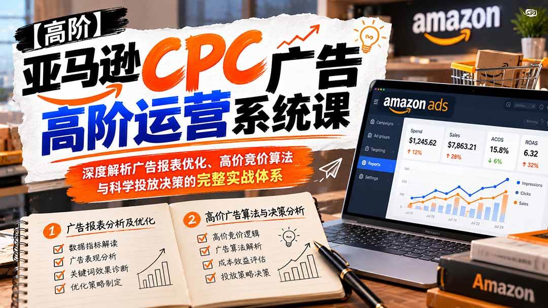 （20950期）亚马逊CPC广告高阶运营系统课：深度解析广告报表优化、高价竞价算法与科学投放决策的完整实战体系-韬哥副业项目资源网