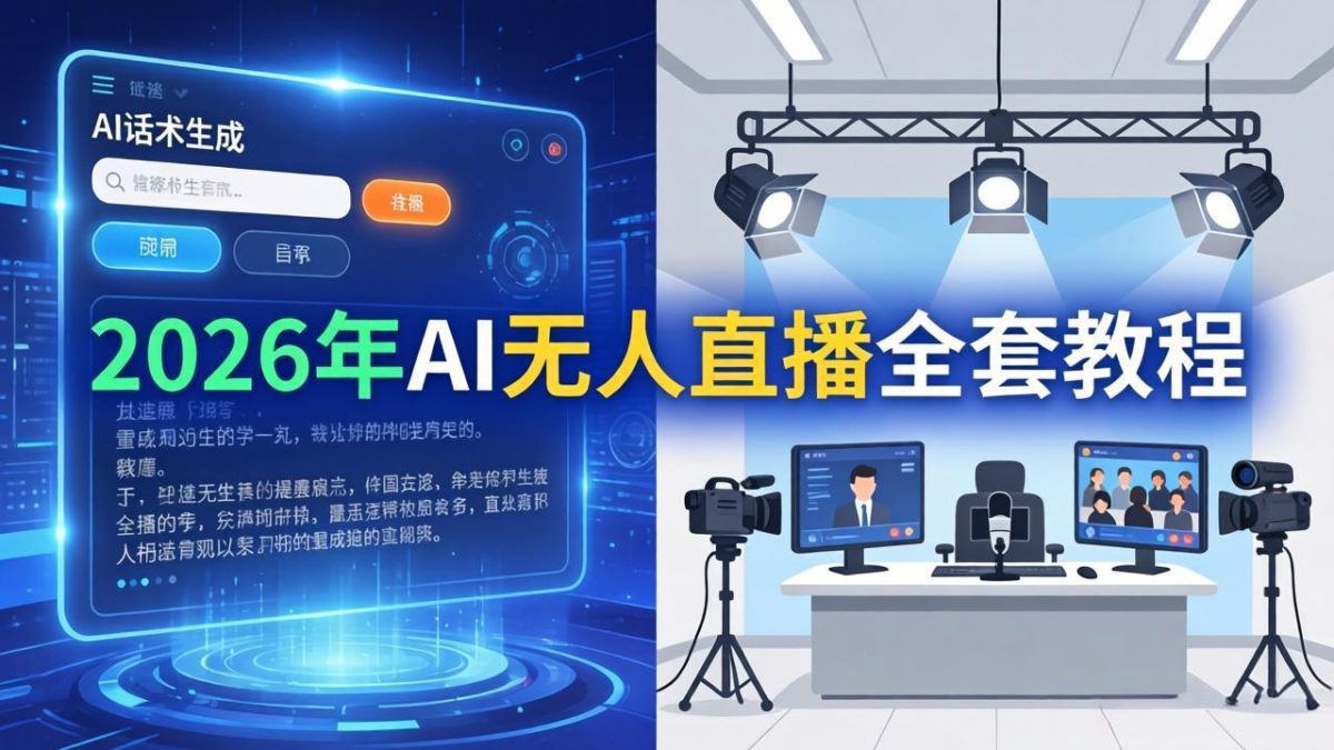 2026年AI无人直播全套教程:OBS安装+软件配置+直播间搭建+话术生成+一键开播实操-韬哥副业项目资源网