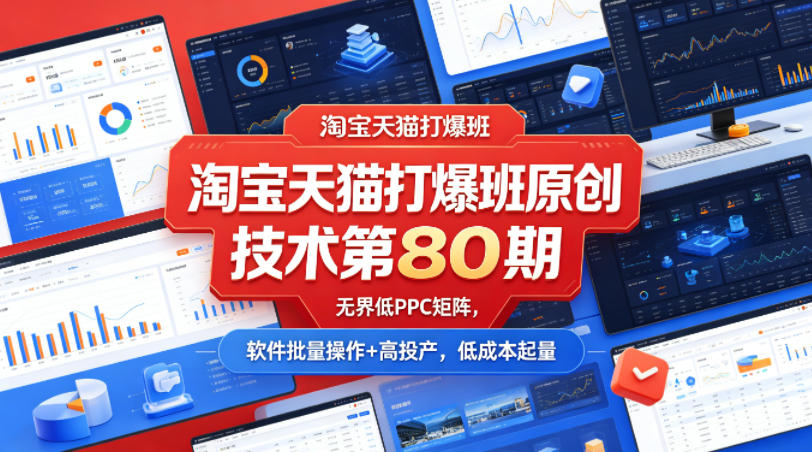 淘宝天猫打爆班原创技术第80期，无界低PPC矩阵，软件批量操作+高投产，低成本起量-韬哥副业项目资源网