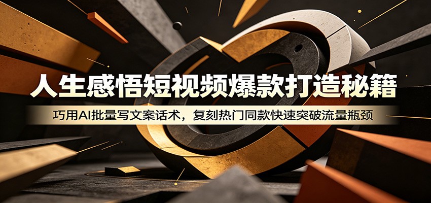 人生感悟短视频爆款打造秘籍:巧用A 批量写文案话术,复刻热门同款快速突破流量瓶颈-韬哥副业项目资源网