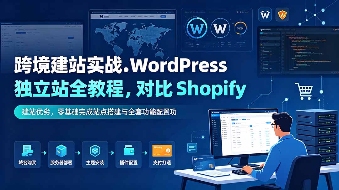 跨境建站实战:WordPress 独立站全教程,对比 Shopify 建站优劣,零基础完成站点搭建与全套功能配置-韬哥副业项目资源网