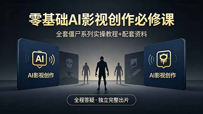 零基础AI影视创作必修课，全套僵尸系列实操教程加配套资料，全程答疑带你独立完整出片-韬哥副业项目资源网