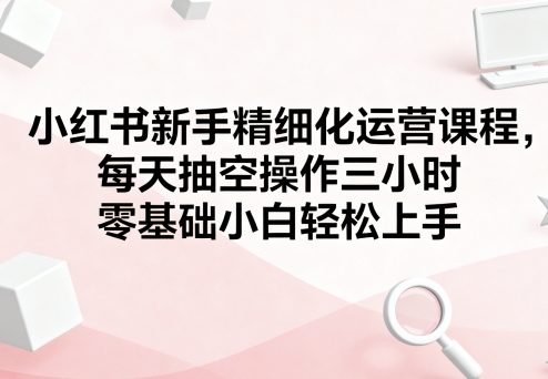 小红书新手精细化运营课程，每天抽空操作三小时，零基础小白轻松上手-韬哥副业项目资源网