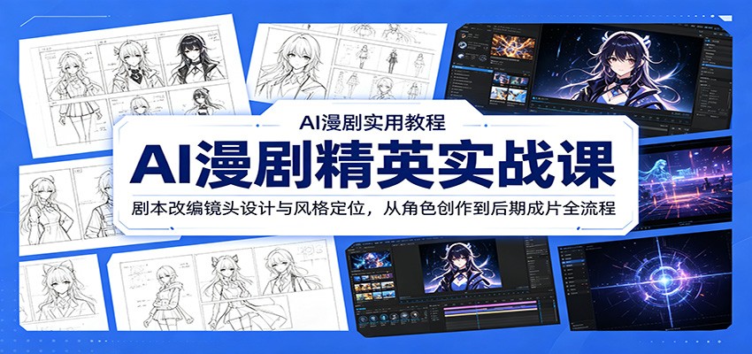 AI漫剧精英实战课:剧本改编镜头设计与风格定位,从角色创作到后期成片全流程-韬哥副业项目资源网