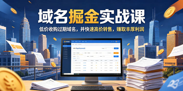 域名交易掘金实战课，低价收购过期域名，并快速高价转售，賺取丰厚利润【原创双语字幕】-韬哥副业项目资源网