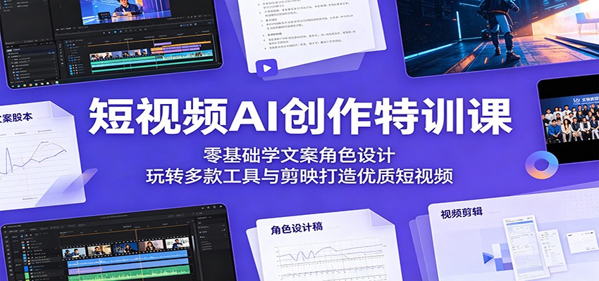 短视频AI创作特训课：零基础学文案角色设计，玩转多款工具与剪映打造优质短视频-韬哥副业项目资源网