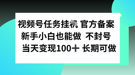 视频号任务挂播，官方备案新手小白也能做 不封号当天变现100+ 长期可做-韬哥副业项目资源网