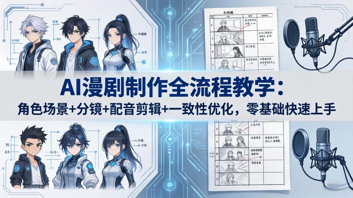 AI漫剧制作全流程教学：角色场景+分镜+配音剪辑+一致性优化，零基础快速上手-韬哥副业项目资源网
