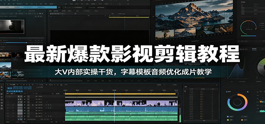 最新爆款影视剪辑教程：大V内部实操干货，字幕模板音频优化成片教学-韬哥副业项目资源网