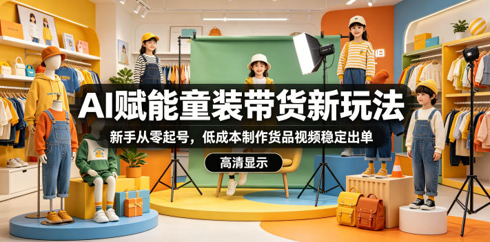 AI赋能童装带货新玩法，新手从零起号，低成本制作货品视频稳定出单-韬哥副业项目资源网