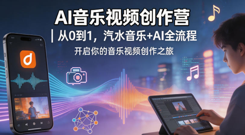 AI音乐视频创作营|从0到1,汽水音乐+AI全流程,开启你的音乐视频创作之旅-韬哥副业项目资源网