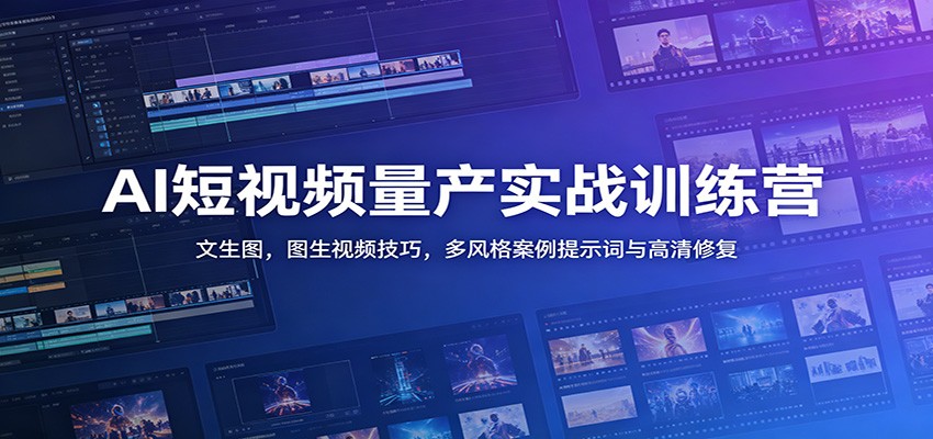 AI短视频量产实战训练营：文生图，图生视频技巧，多风格案例提示词与高清修复-韬哥副业项目资源网