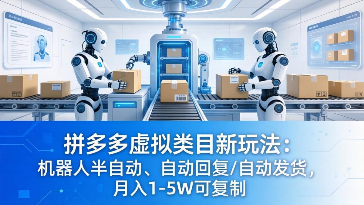 拼多多虚拟类目新玩法:机器人半自动、自动回复 /自动发货,月入 1-5W 可复制-韬哥副业项目资源网