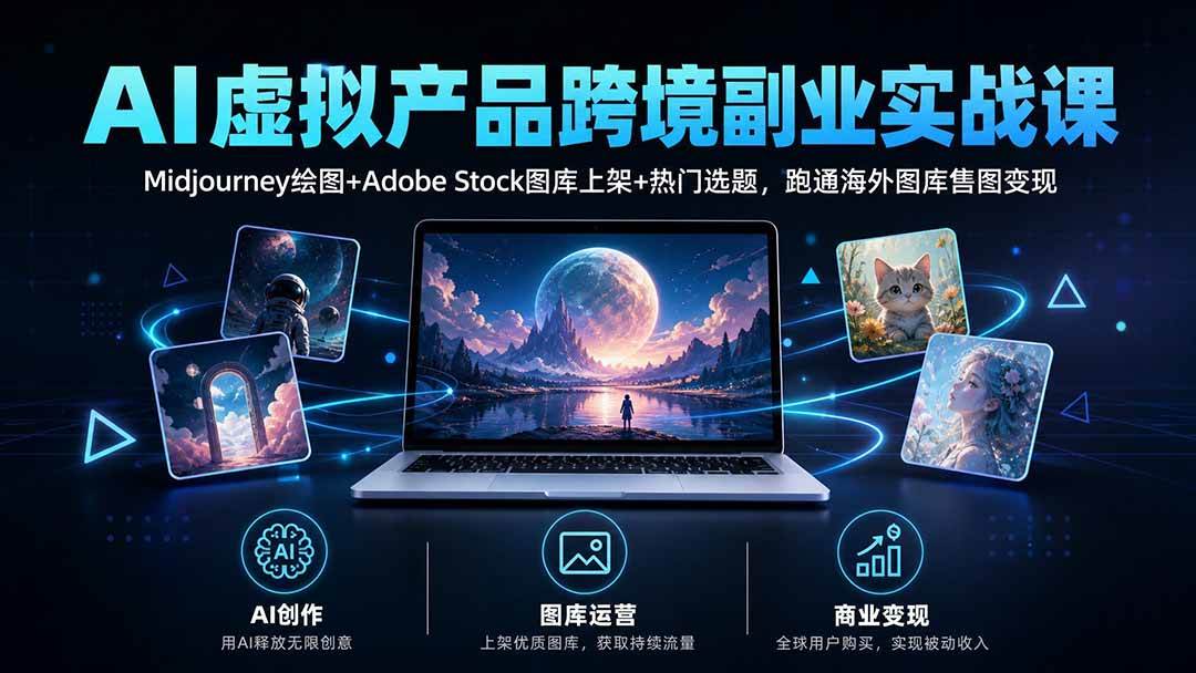（20514期）AI虚拟产品跨境副业实战课｜Midjourney绘图+Adobe Stock图库上架+热门选题，跑通海外图库售图变现-韬哥副业项目资源网