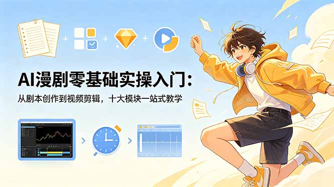 AI漫剧零基础实操入门：从剧本创作到视频剪辑，十大模块一站式教学-韬哥副业项目资源网